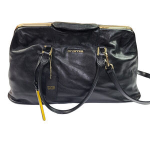 Cromia Leather Purse Magnetic Closure Black Made In Italy